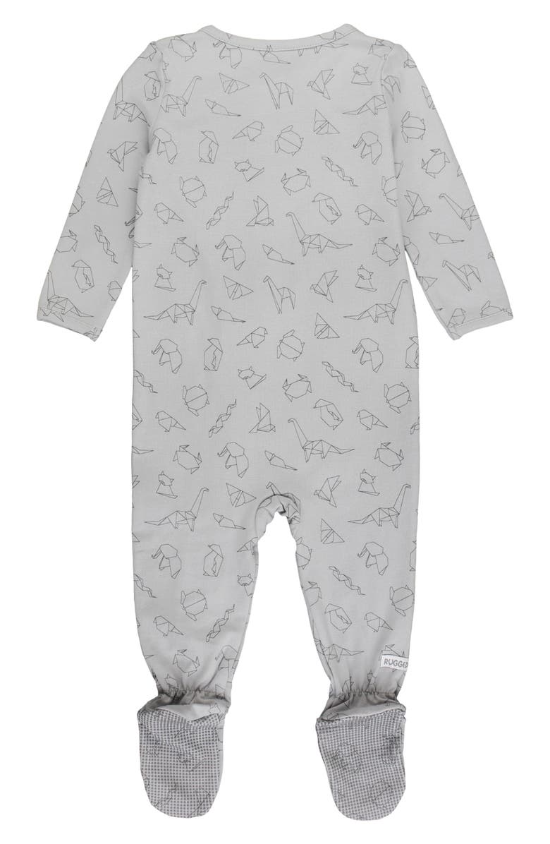 RuggedButts Origami Print Zip Footie, Alternate, color, Gray