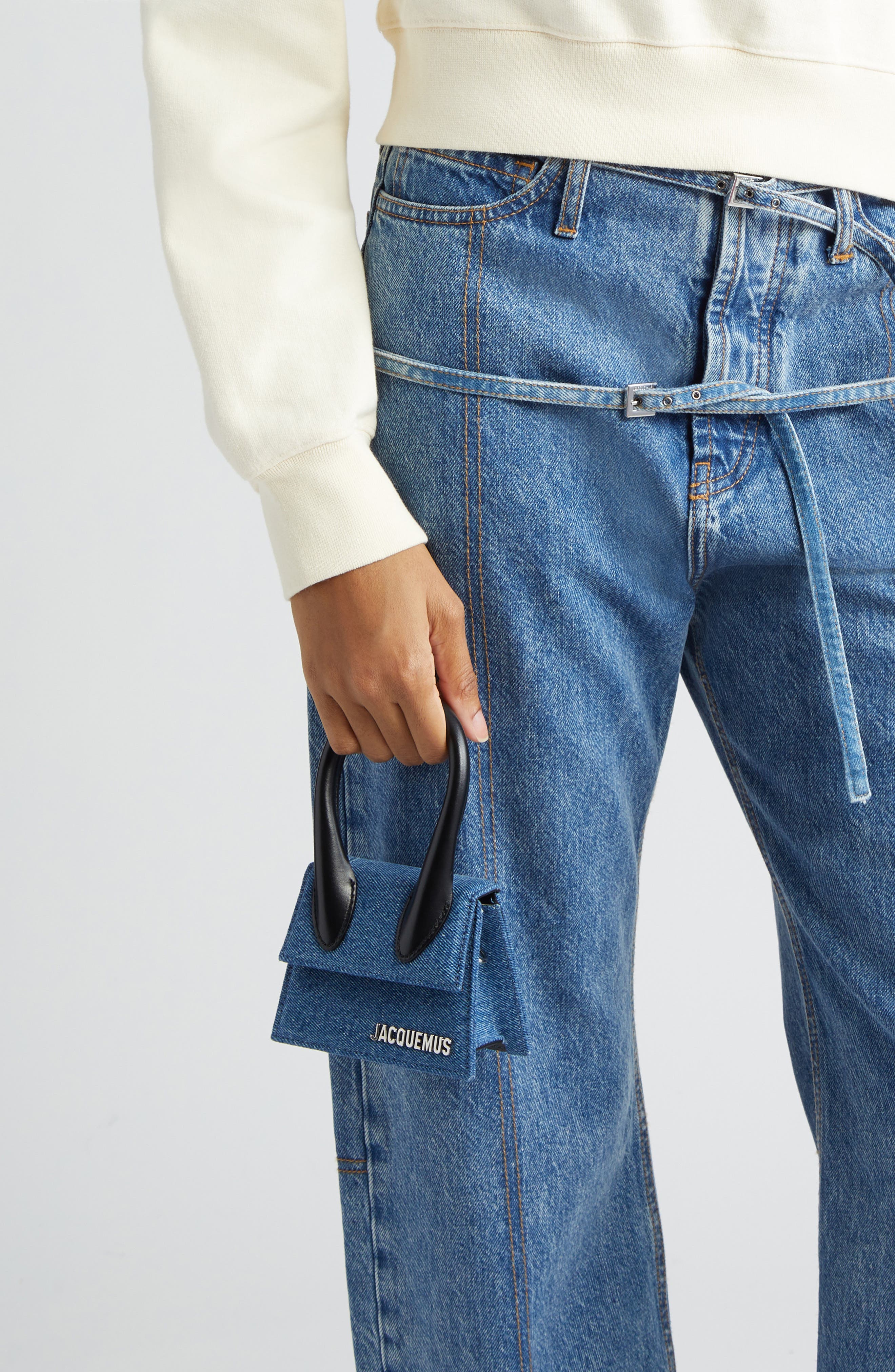 Jacquemus Le Chiquito Denim Crossbody Bag, Alternate, color, 