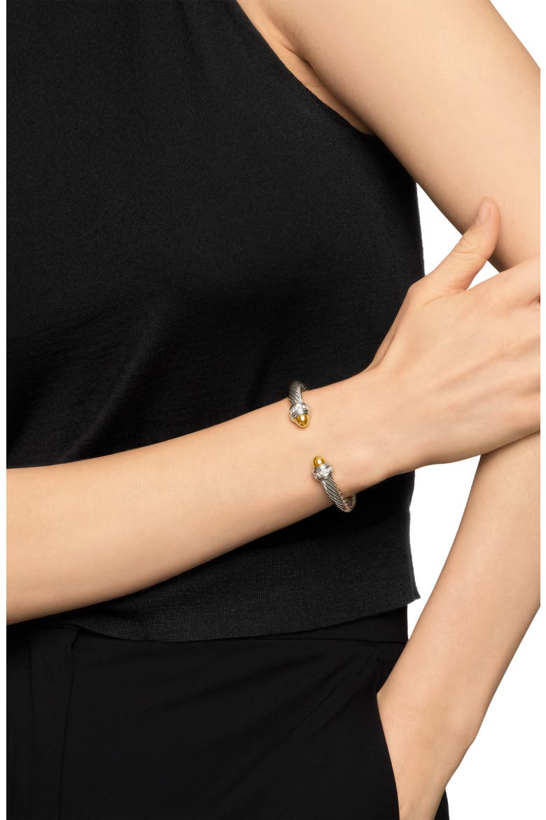Cable Classics Bracelet with Semiprecious Stones & Diamonds, 7mm, Alternate, color, SILVER/ DIAMOND/ GOLD
