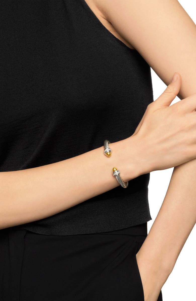 David Yurman Cable Classics Bracelet with Semiprecious Stones & Diamonds, 7mm, Alternate, color, Silver/ Diamond/ Gold