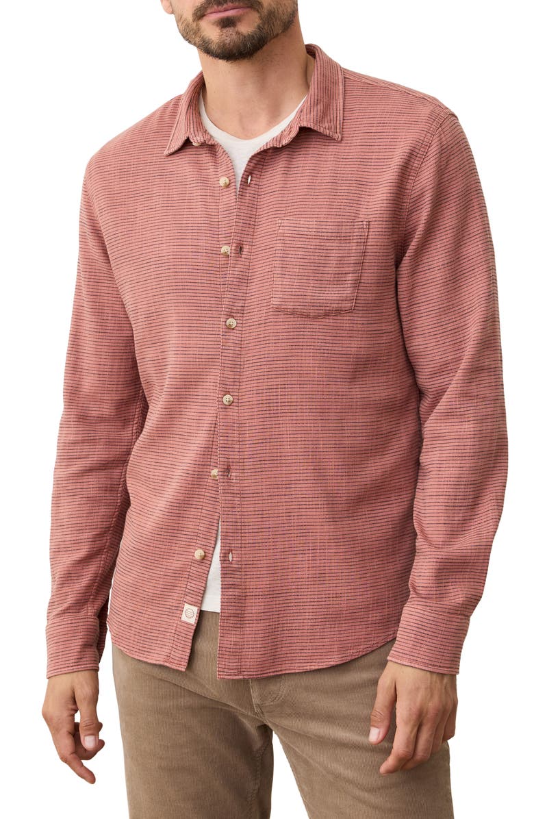 Marine Layer Slim Fit Stripe Stretch Selvage Button-Up Shirt, Main, color, Warm Stripe