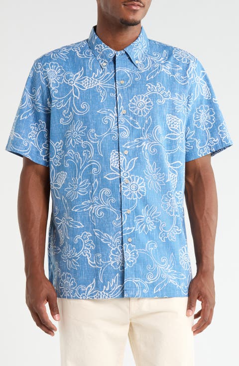 Hawaiian Gardenias Floral Button Down Shirt