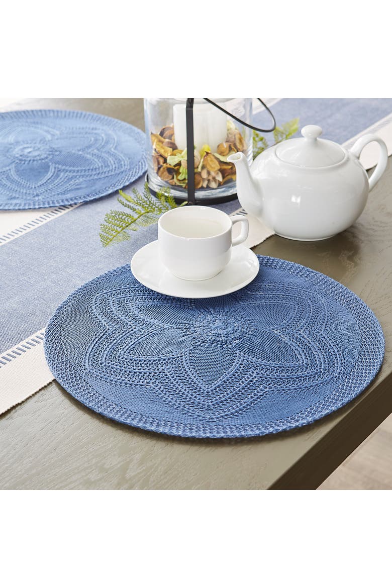 Floral Woven Placemat Set/6, Alternate, color, French Blue