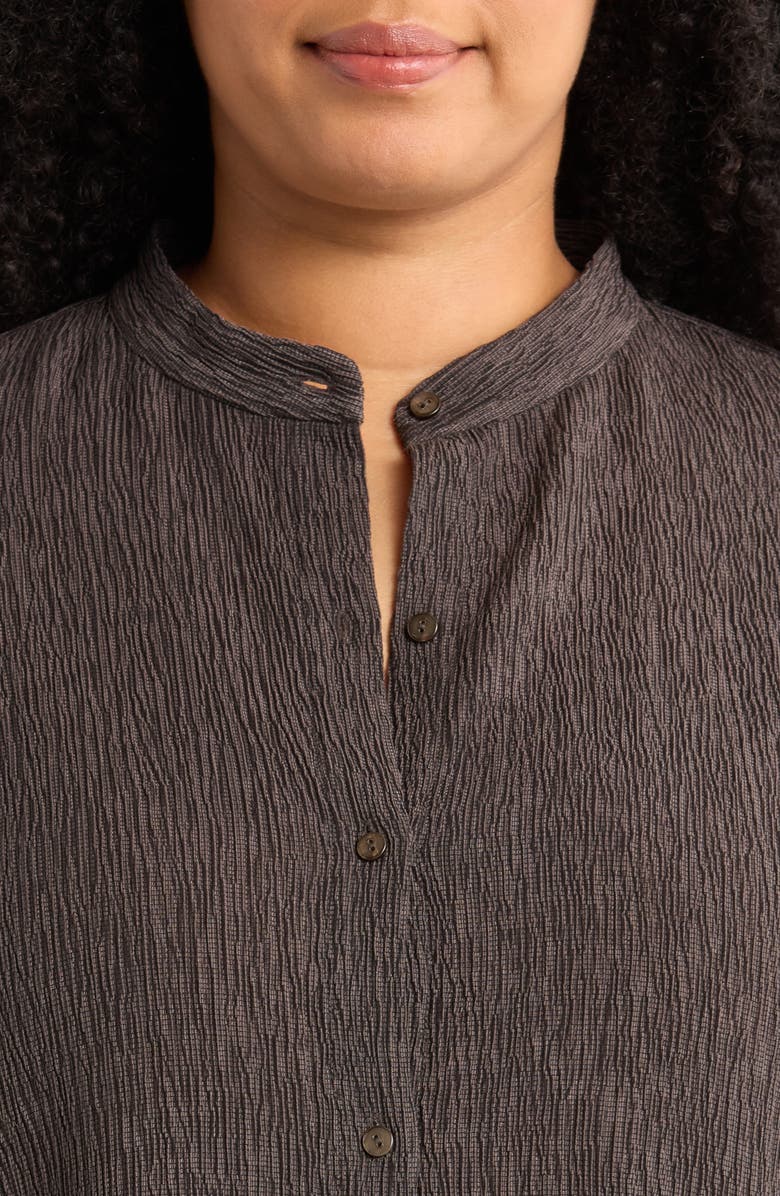 Eileen Fisher Mandarin Collar Button-Up Shirt, Alternate, color, Rye