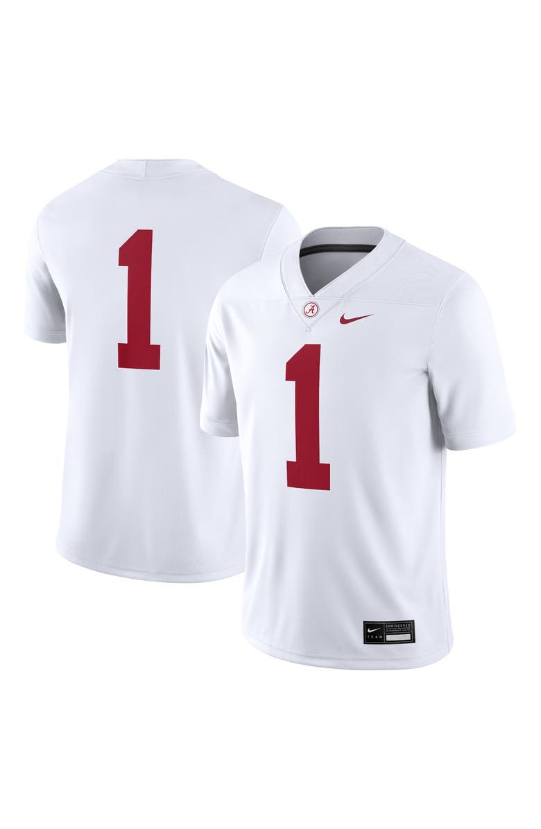Nike Men's Nike #1 White Alabama Crimson Tide Game Jersey, Main, color, White