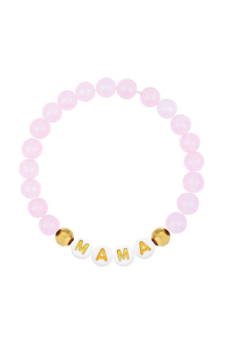 Women's 14K Gold Filled & Pink Gemstone "MAMA" Bead Bracelet, Main, color, Pink