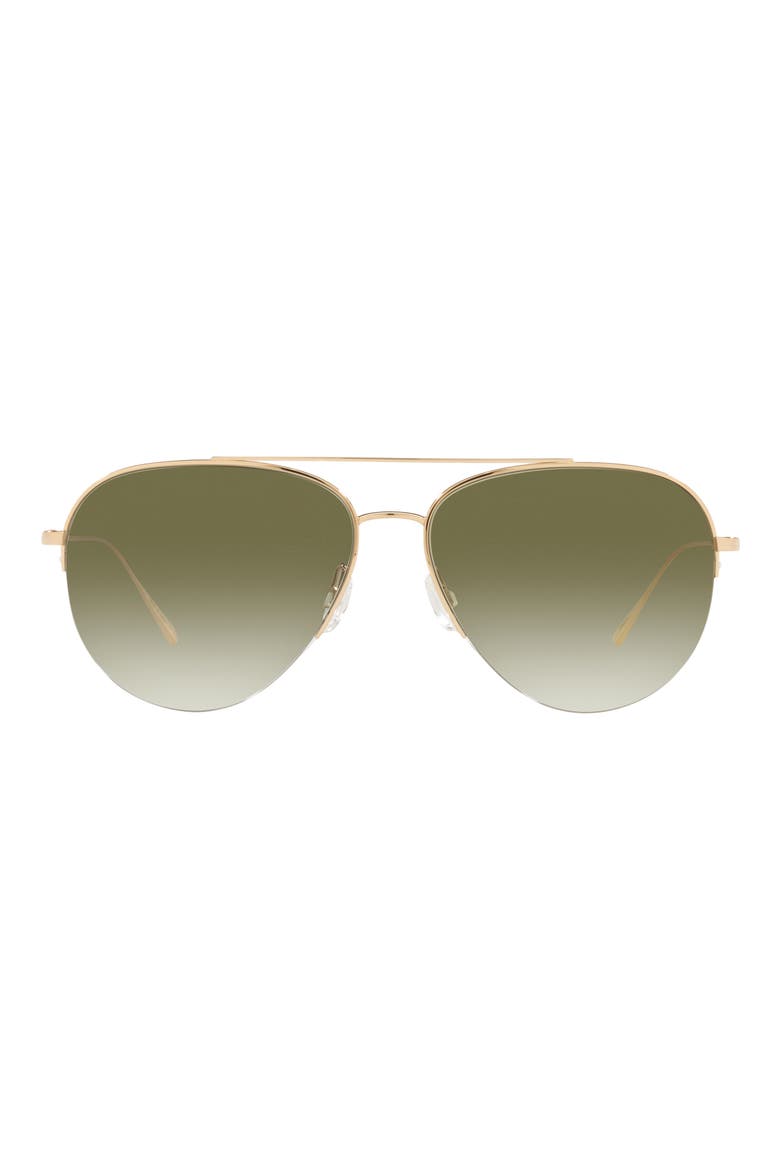Cleamons 60mm Gradient Pilot Sunglasses, Main, color, GOLD / OLIVE GRADIENT