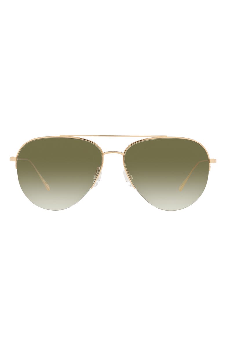 Oliver Peoples Cleamons 60mm Gradient Pilot Sunglasses, Main, color, Gold / Olive Gradient