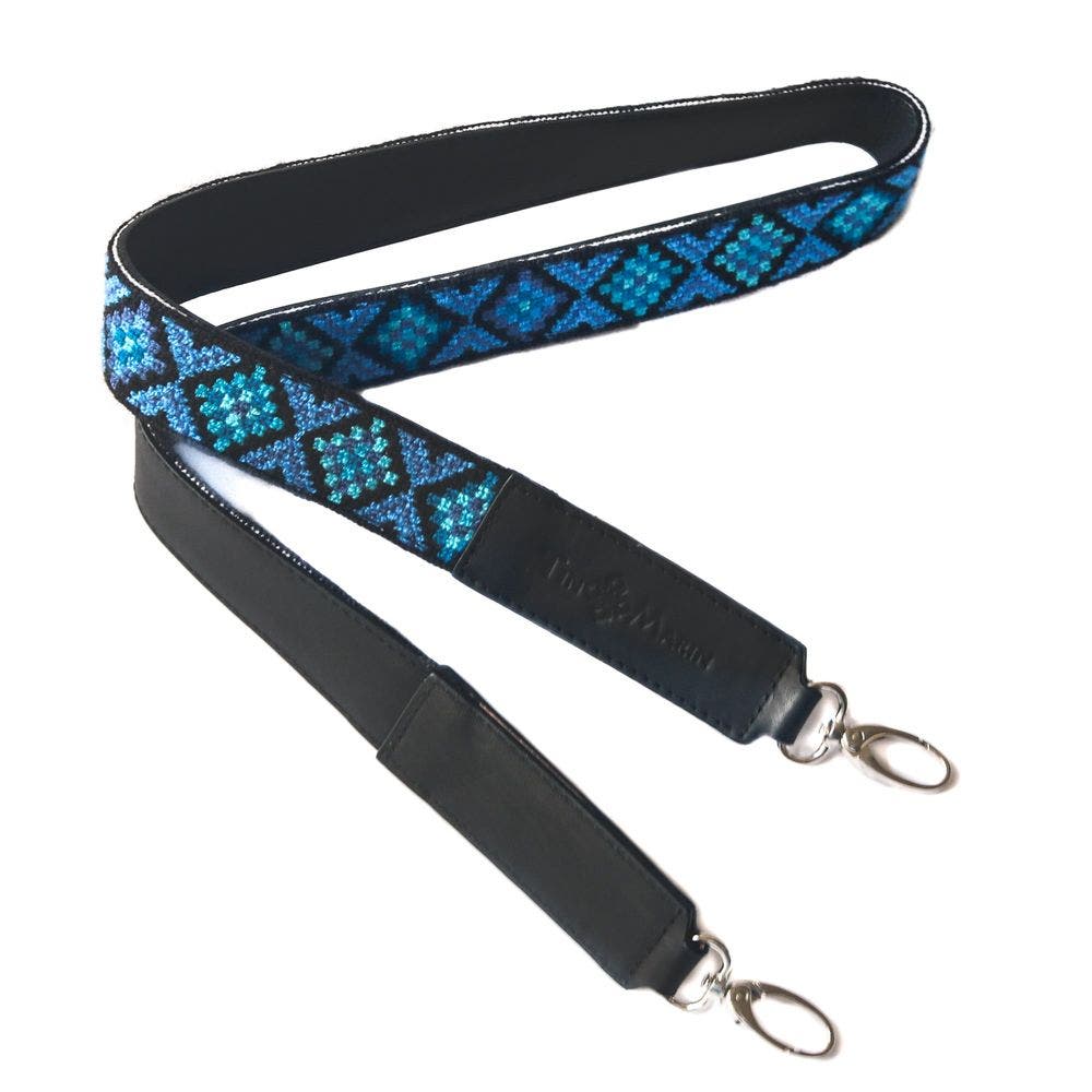 Tin Marin Mai Woven Bag Strap - Blue, Alternate, color, Black Leather