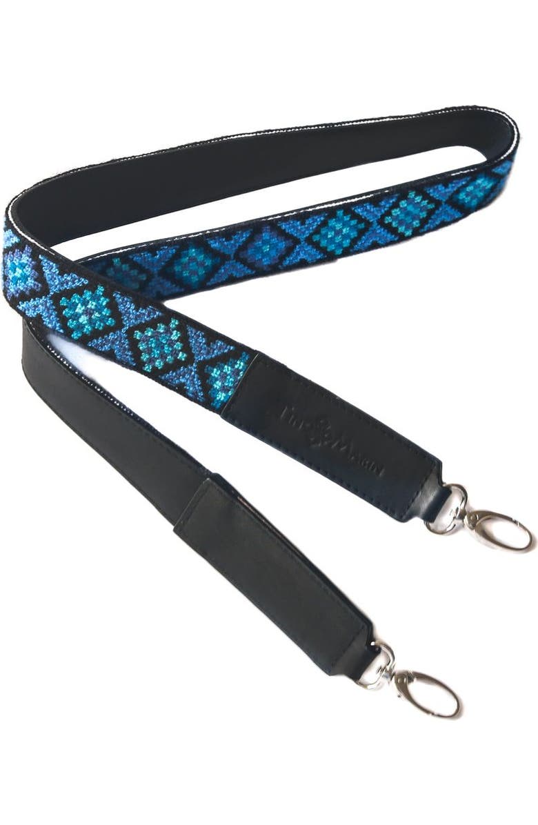 Tin Marin Mai Woven Bag Strap - Blue, Alternate, color, Black Leather
