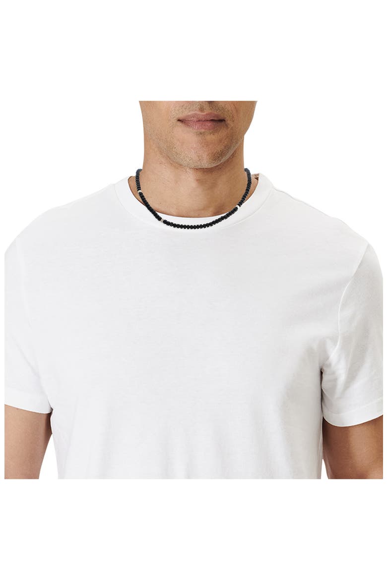 Men's Beaded Collar Necklace, Alternate, color, BLACK/ WARM SILVER
