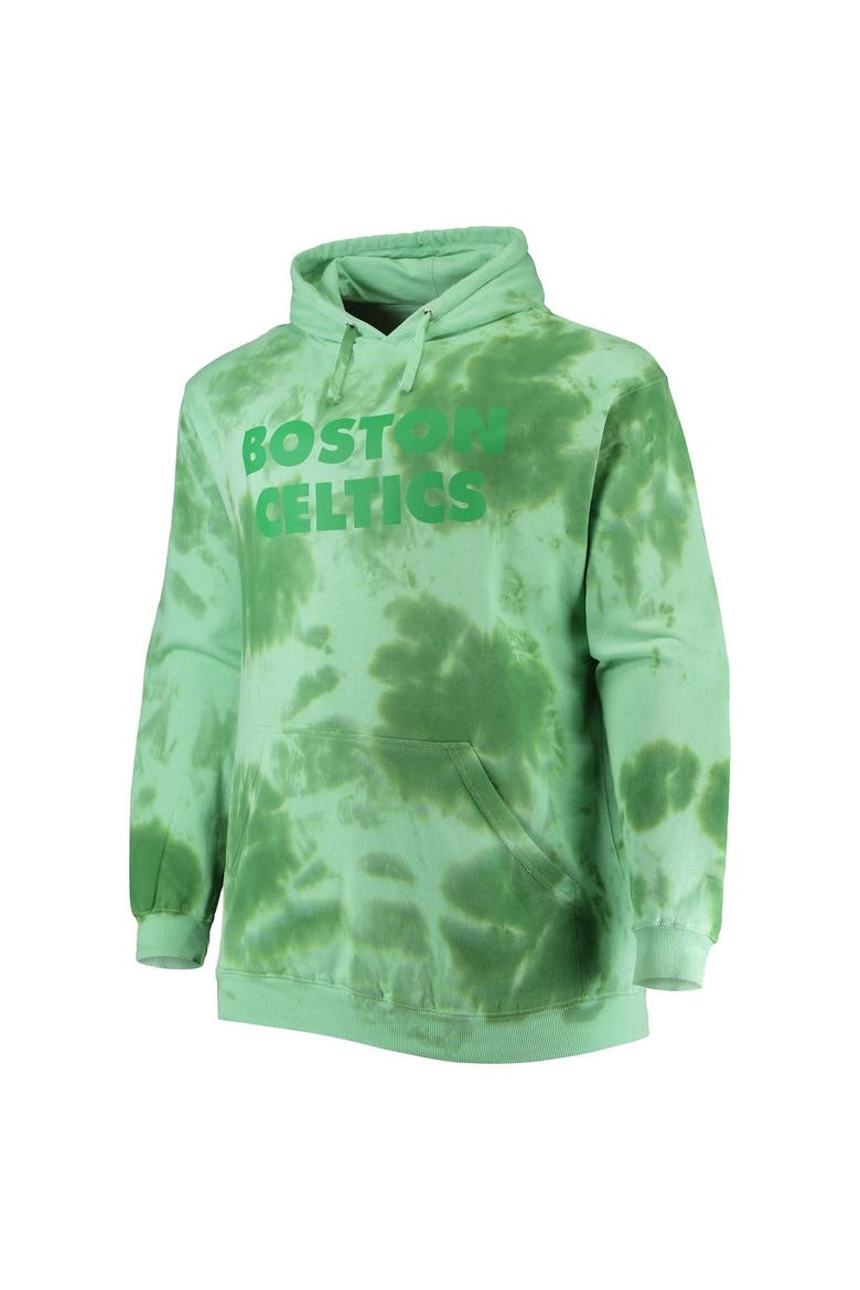 Men's Fanatics Branded Kelly Green Boston Celtics Big & Tall Wordmark Cloud Dye Pullover Hoodie, Alternate, color, Kelly Green