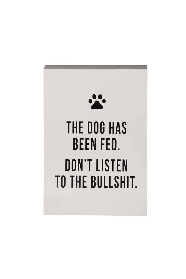 MDF The Dog Has Been Fed Block Decor Metal White, Main, color, White