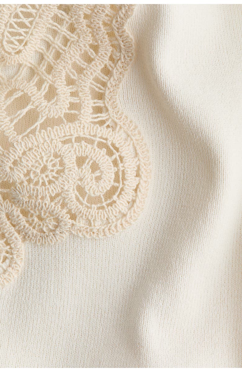 H&M Lace-trimmed Fine-knit Top, Alternate, color, White/Cream