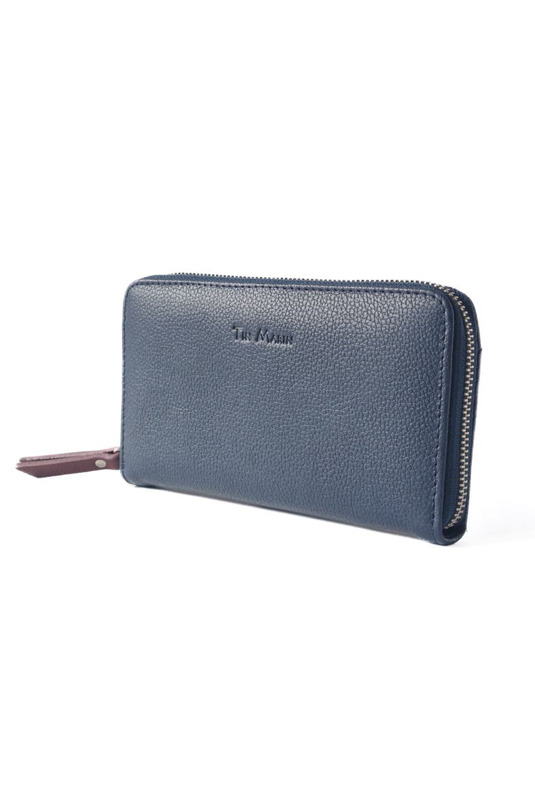 Camila Large Leather Wallet, Main, color, Navy Blue