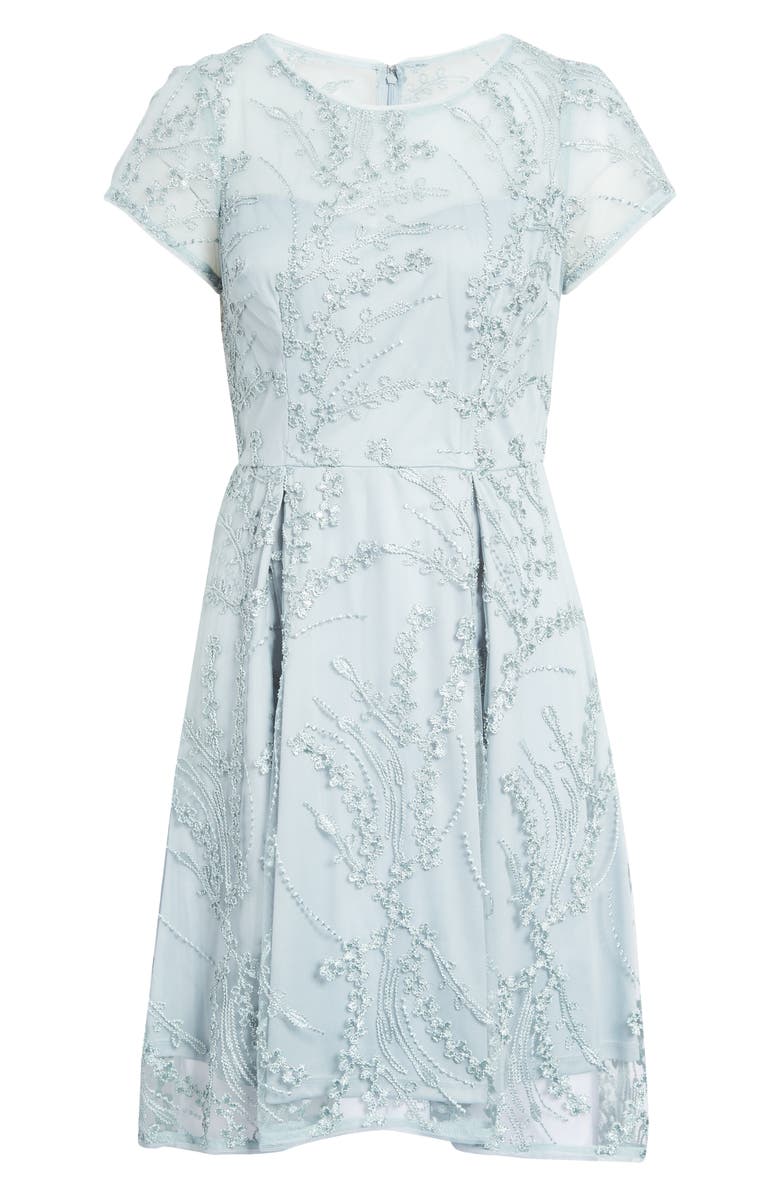 Adrianna Papell Sequin Embroidered Fit & Flare Dress, Alternate, color, 