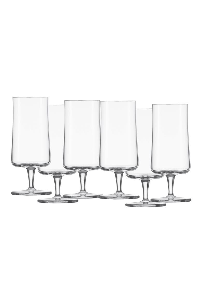 Beer Basic Set of 6 Pilsner Beer Glasses, Main, color, CLEAR