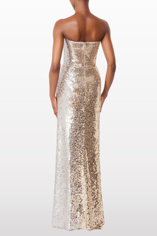 Jenny Packham Caron Sequin-embellished Strapless Maxi Dress In Gold
