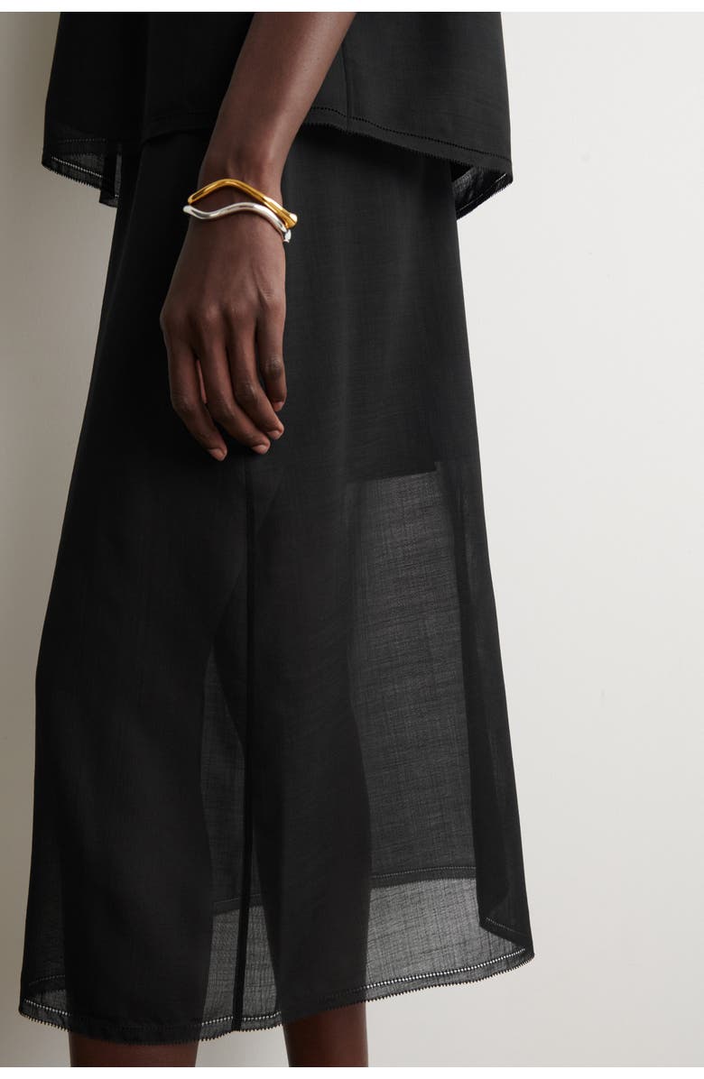 COS Semi-sheer Layered Wool Midi Skirt, Alternate, color, Black