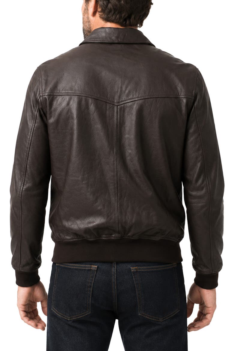Nappa Lamb Leather Jacket, Alternate, color, DARK BROWN