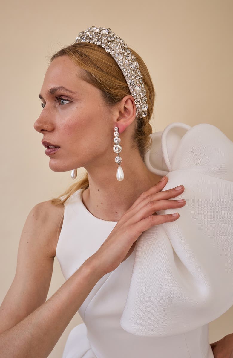 LELET NY Athena Linear Drop Earrings, Alternate, color, Pearl