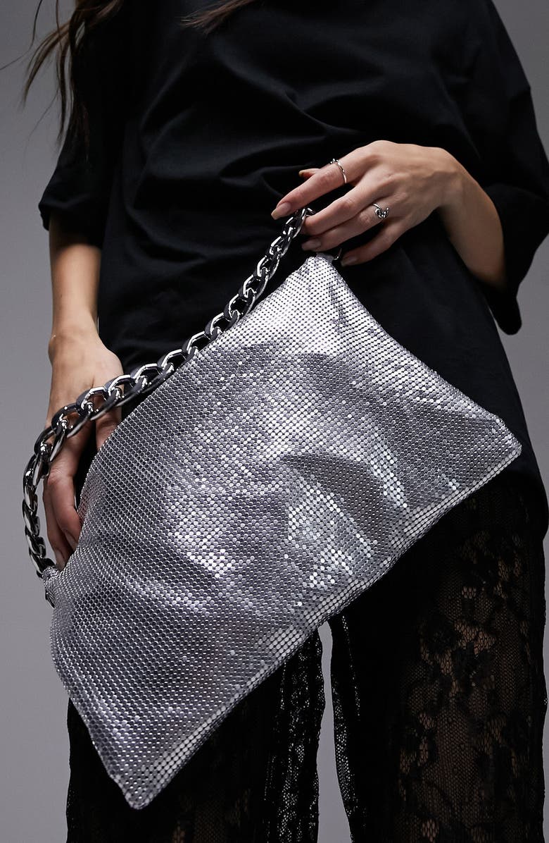 Topshop Slouchy Mesh Shoulder Bag, Alternate, color,