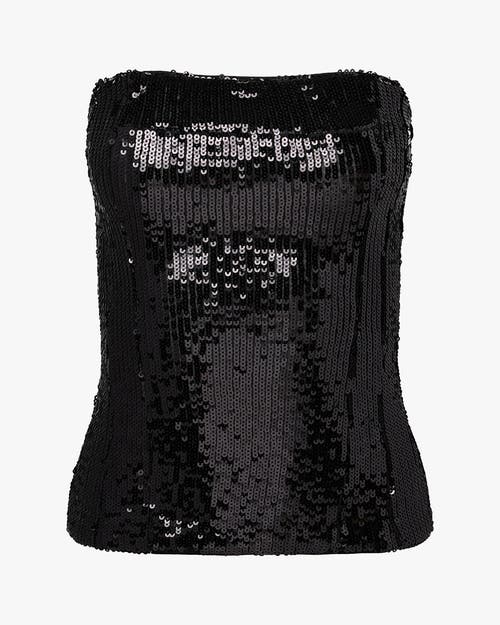 Weworewhat Sequin Corset Top In Black