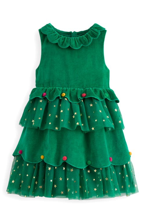Mini Boden Kids' Christmas Tree Tiered Tulle Party Dress In Green