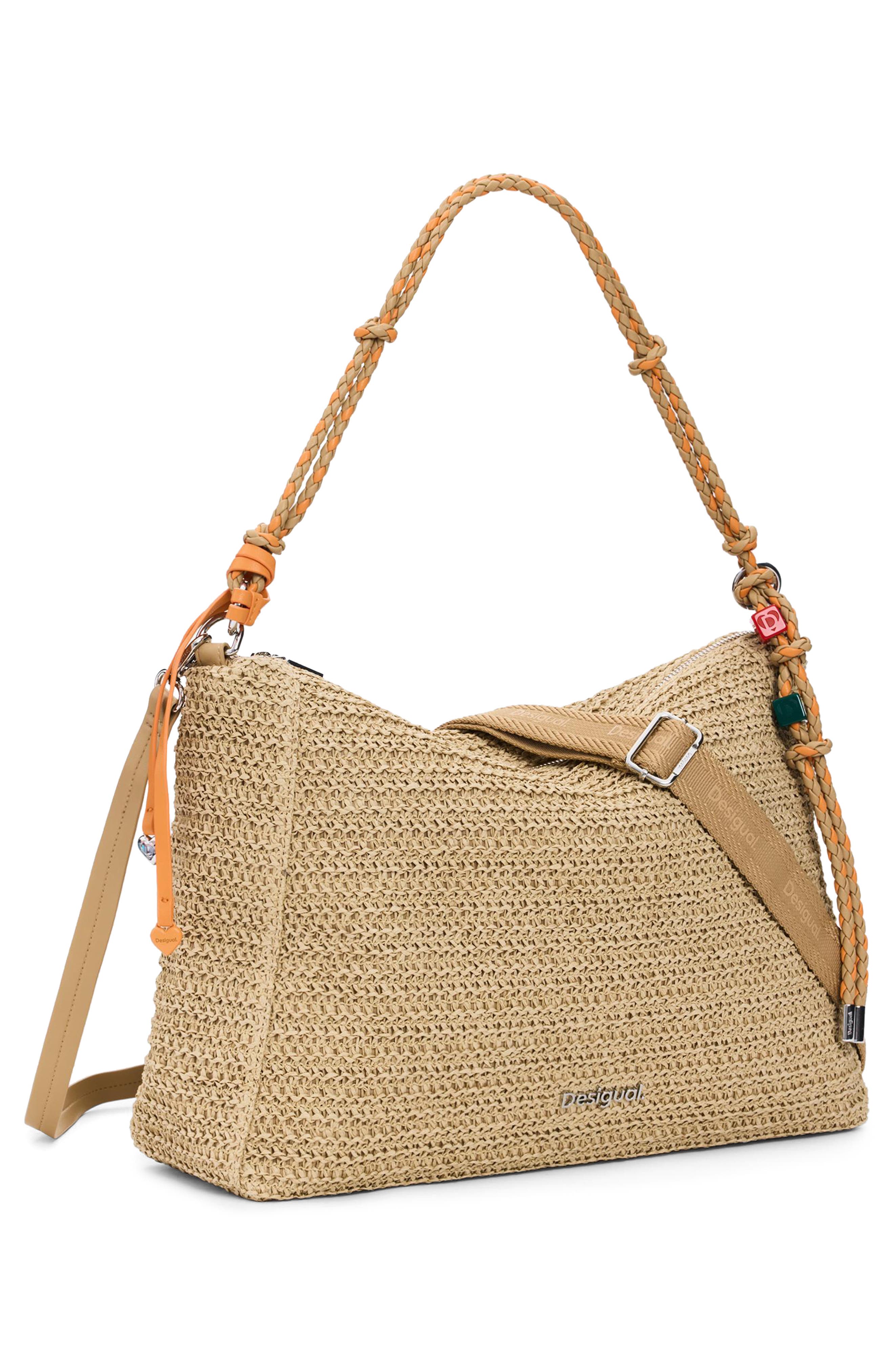 Desigual Large Raffia Shoulder Bag, Alternate, color, 