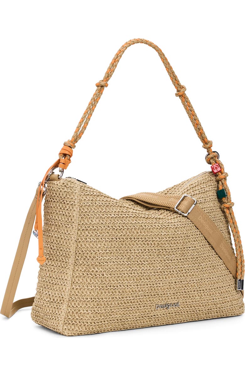 Desigual Large Raffia Shoulder Bag, Alternate, color,