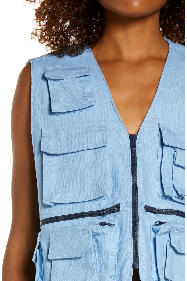 Oversize Canvas Utility Vest, Alternate, color, SKY