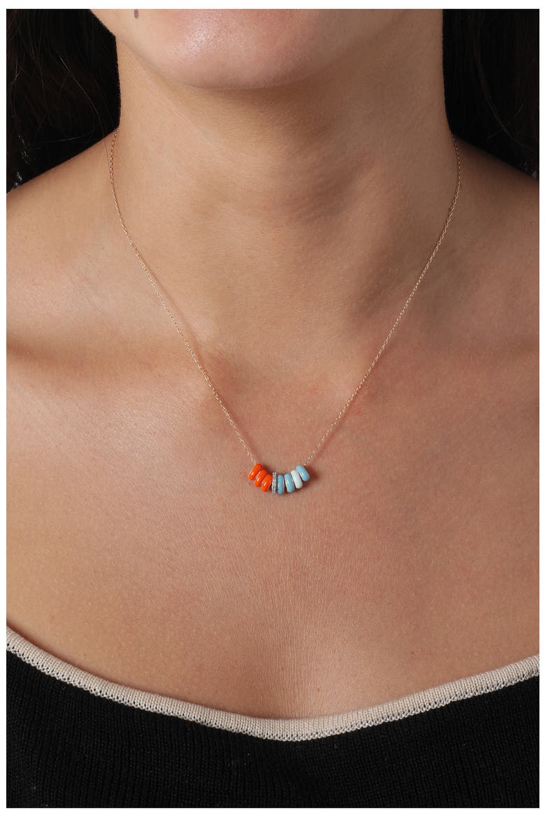 Pavé Diamond Necklace, Alternate, color, GOLD/ ORANGE/ BLUE MULTI