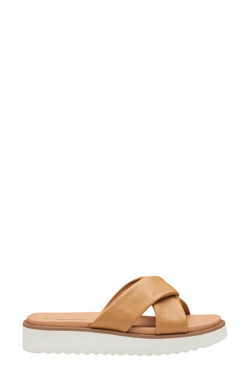 Johnston & Murphy Mitzi Knot Platform Wedge Slide Sandal In Tan Glove Leather