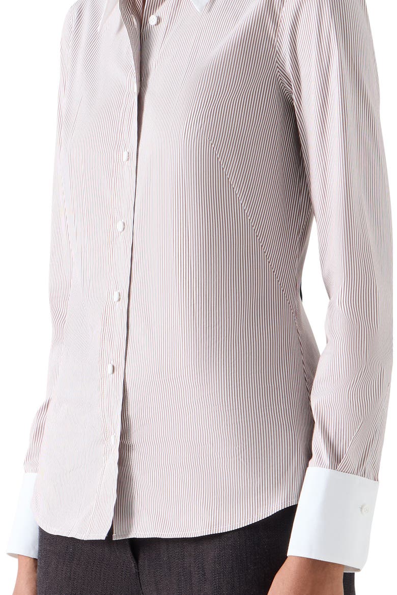 Stretch Cotton Microstripe Shirt, Alternate, color, ESPRESSO-CREAM