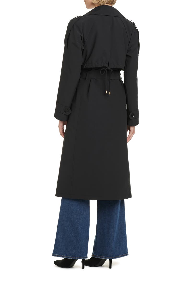 Water Resistant Double Breasted Trench Coat, Alternate, color, BLACK
