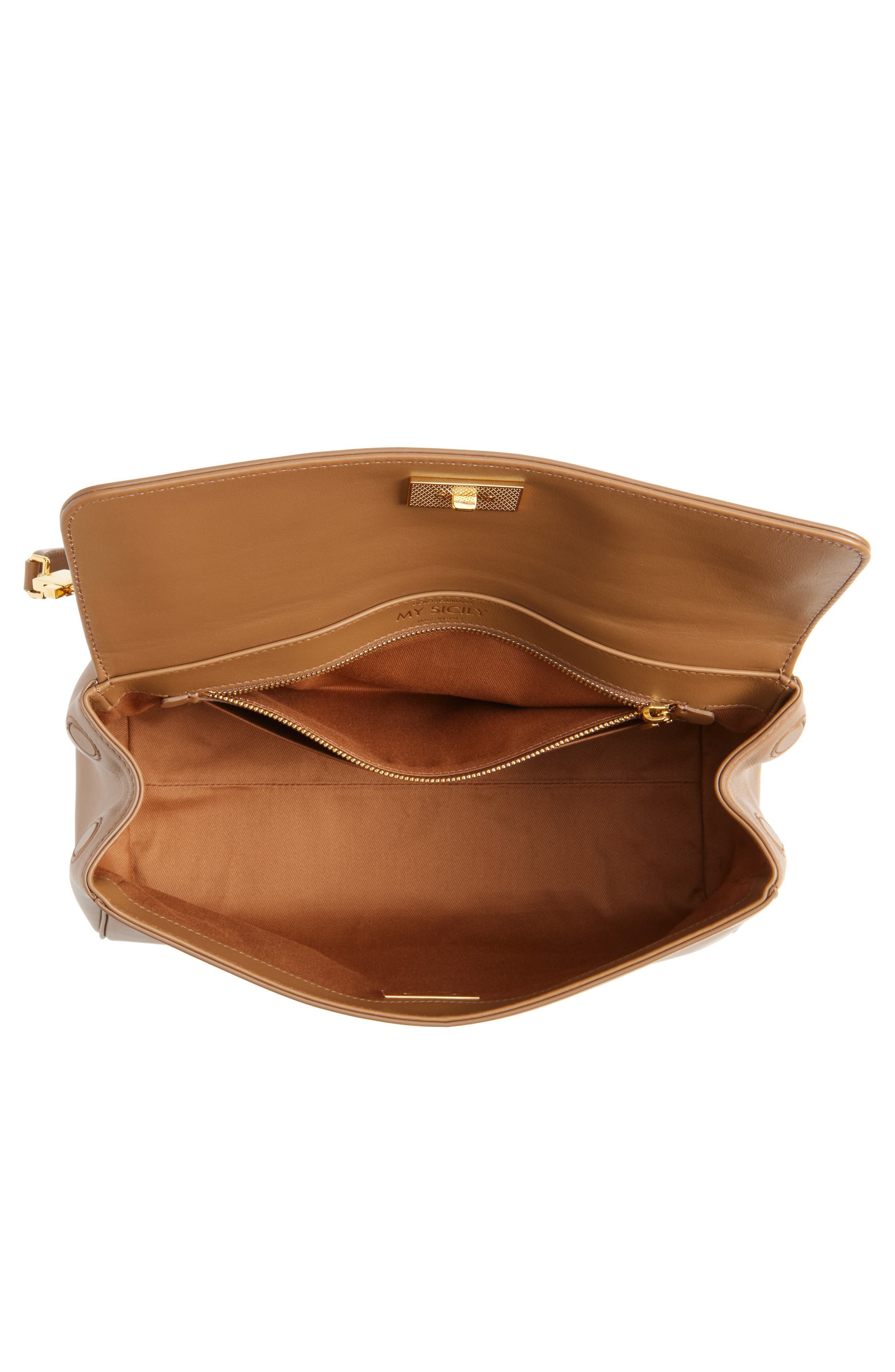 My Sicily East/West Plongé Leather Top Handle Bag, Alternate, color, 8Z093 CARAMELLO