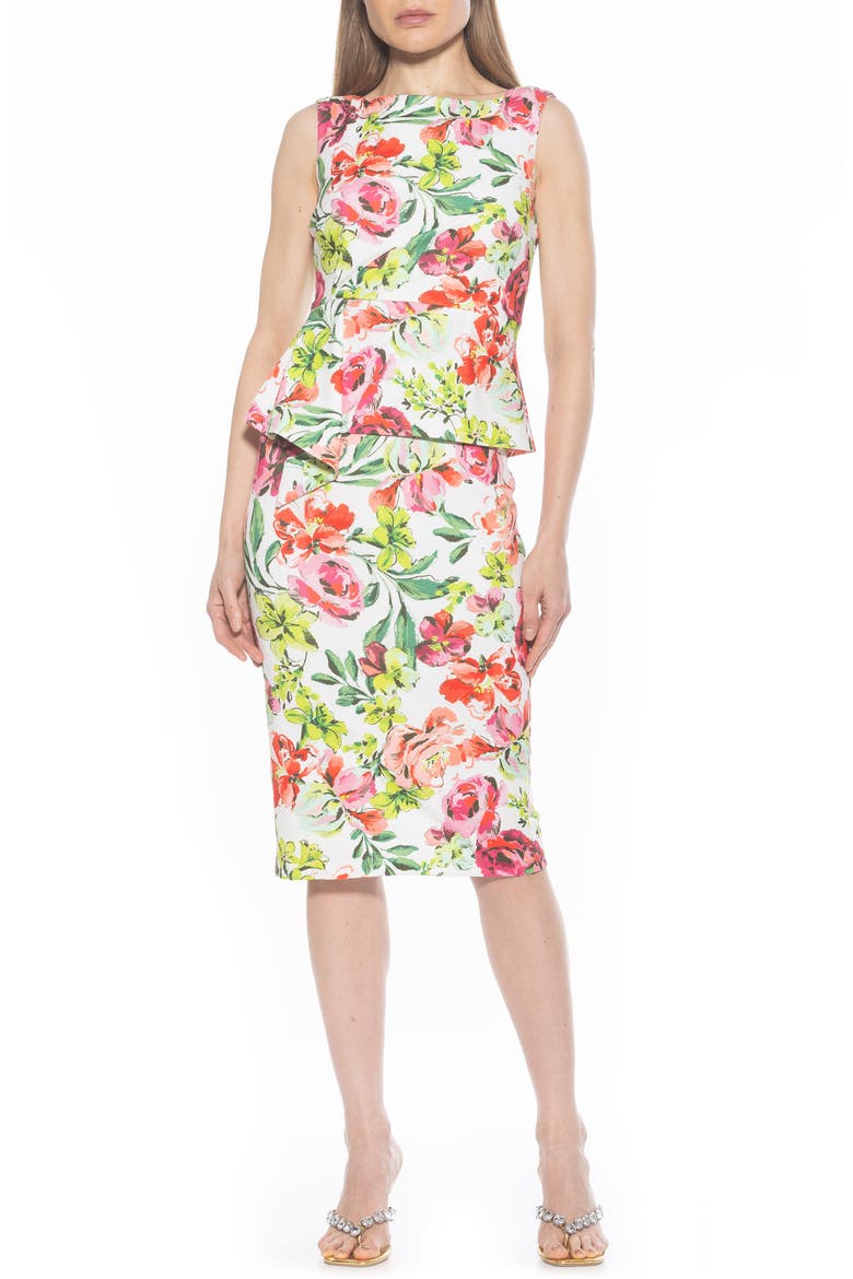 Amora Boat Neck Sleeveless Sheath Dress, Main, color, LARGE FLORAL