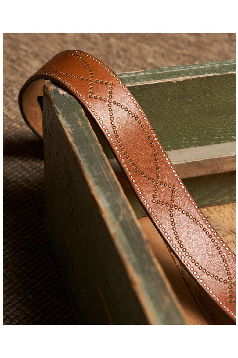 Tesla Calf Leather Belt with Studs, Alternate, color, CUOIO