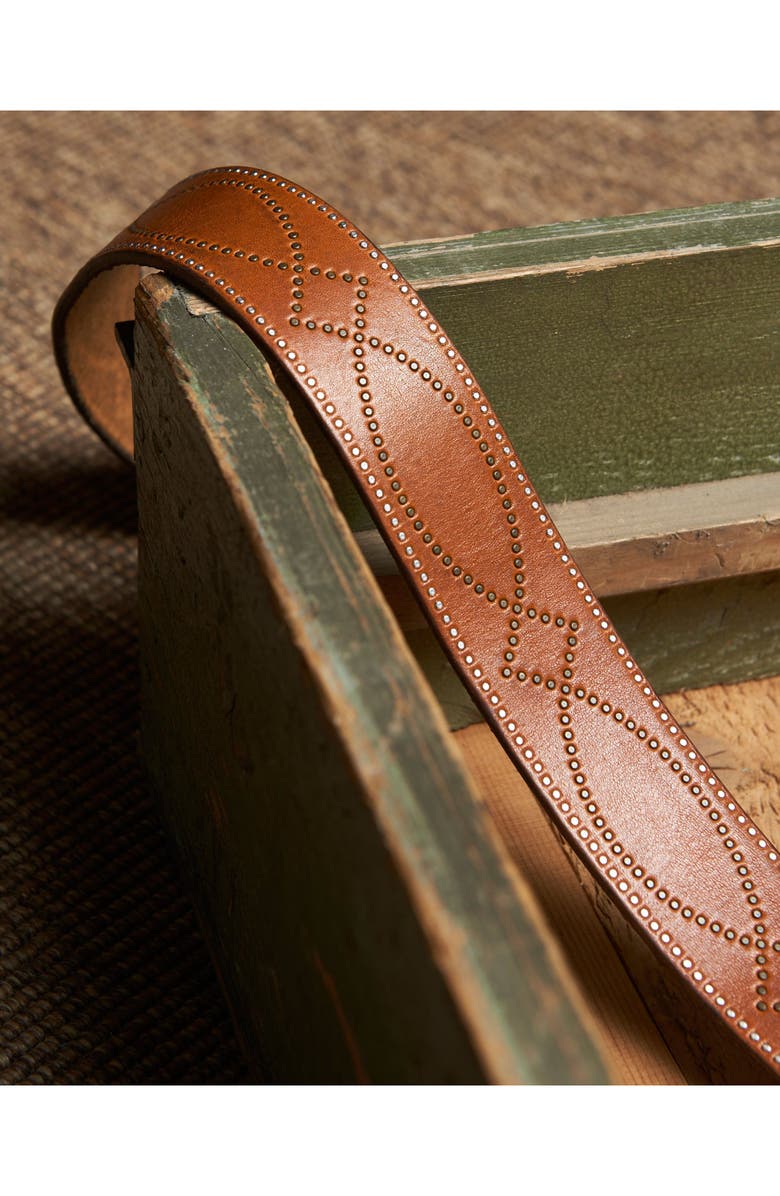 Fortela Tesla Calf Leather Belt with Studs, Alternate, color, Cuoio