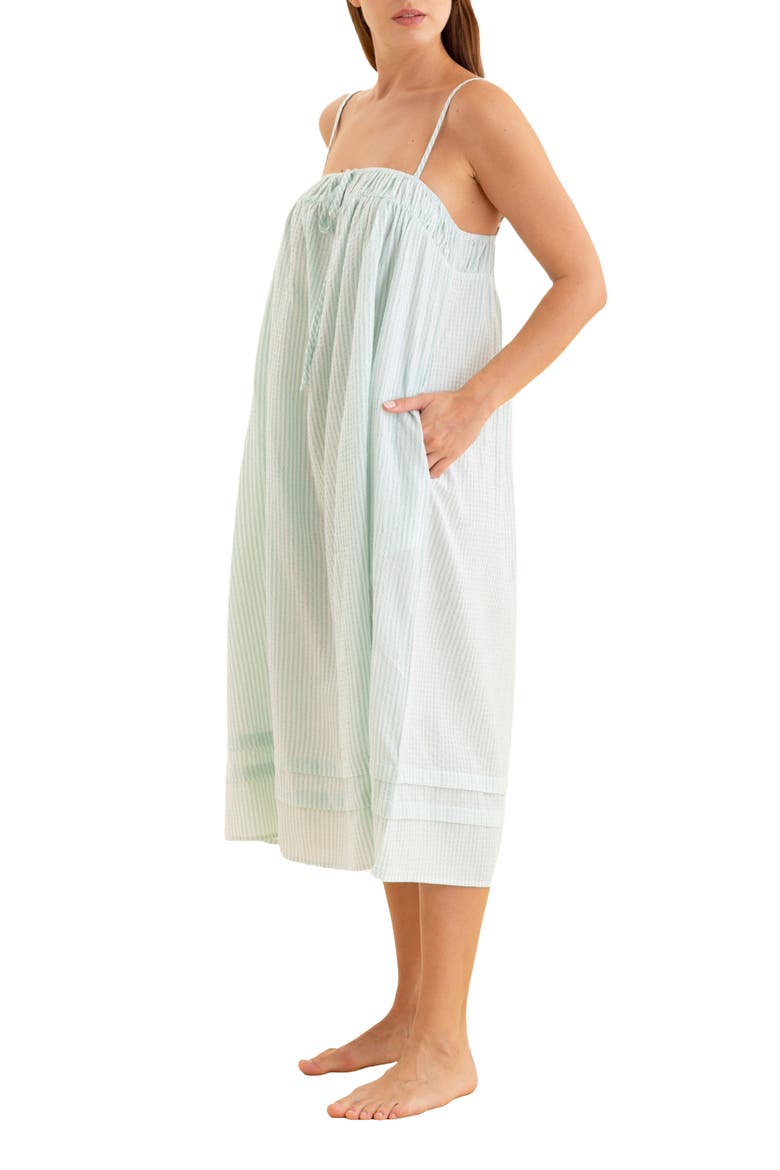 Sabine Seersucker Stripe Cotton Blend Nightgown, Alternate, color, EGGSHELL / WHITE STRIPE