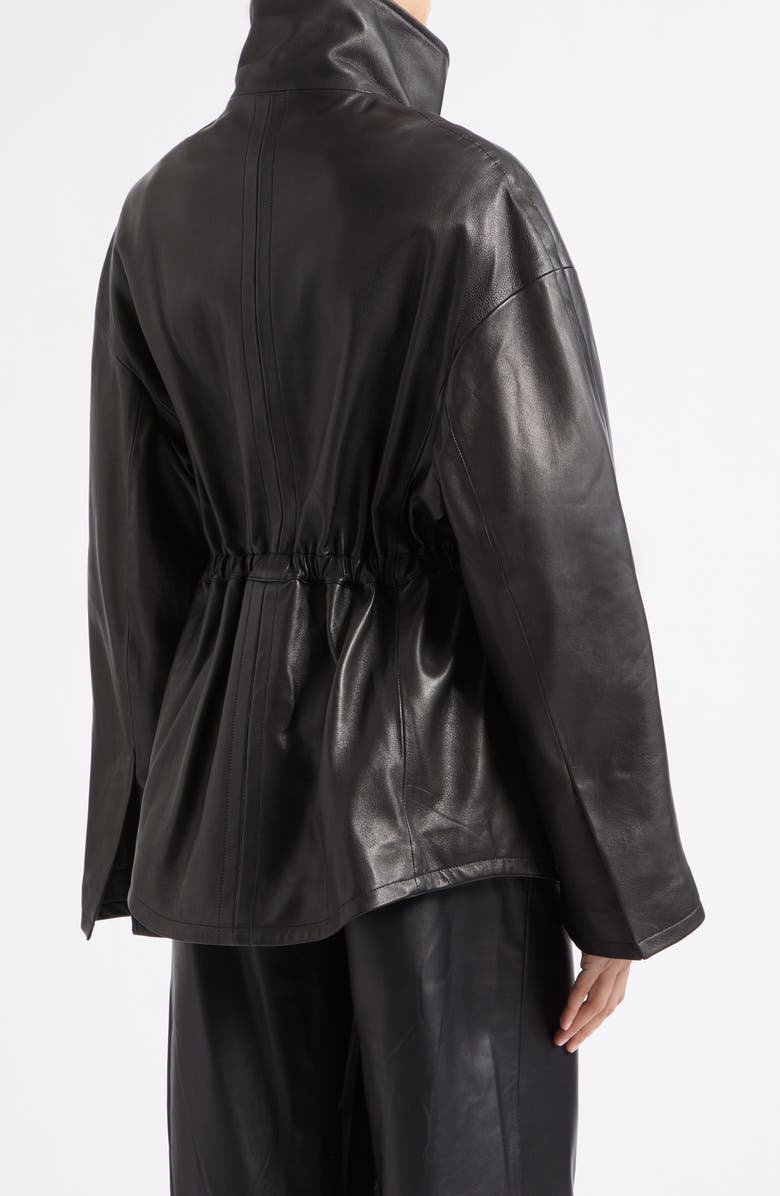 NOUR HAMMOUR Passage Relaxed Fit Leather Jacket, Alternate, color, Noir Classique