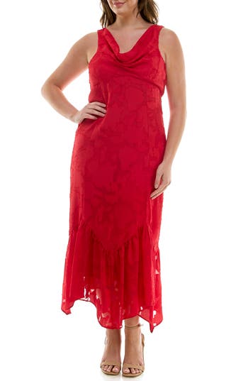 TAYLOR DRESSES TAYLOR DRESSES FLORAL BURNOUT MAXI DRESS 