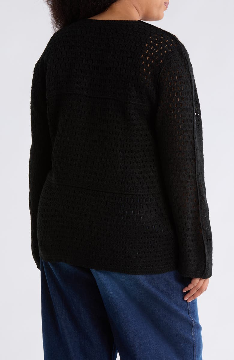 Forgotten Grace Crochet Square Cardigan, Alternate, color, Black/ Beige/ Blue