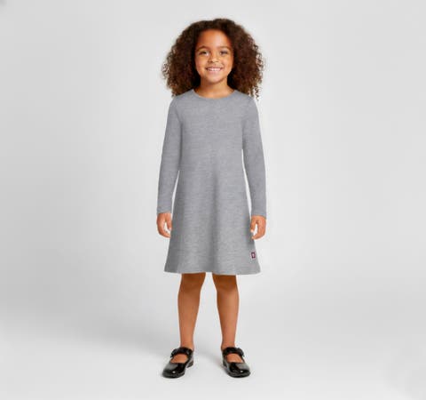 Girl's Soft 100% Cotton Baby Rib Long Sleeve Dress (Toddler/Kids)