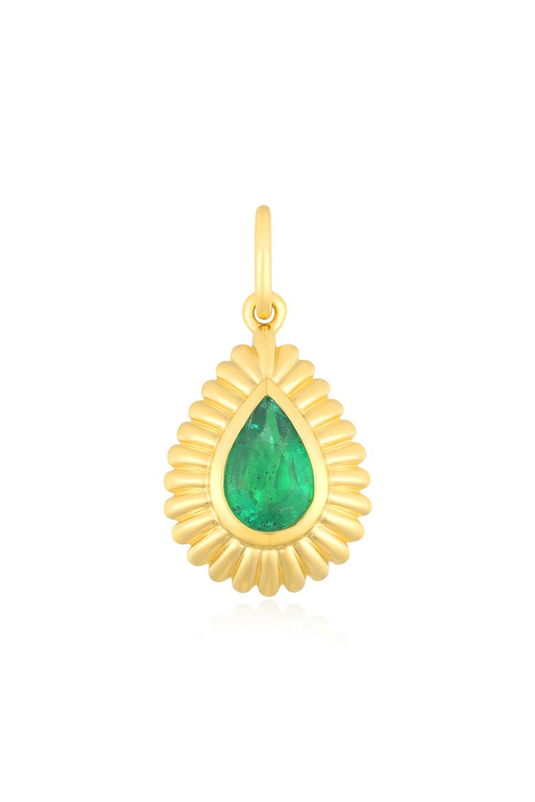Emerald Fluted Teardrop Charm, Main, color, GOLD