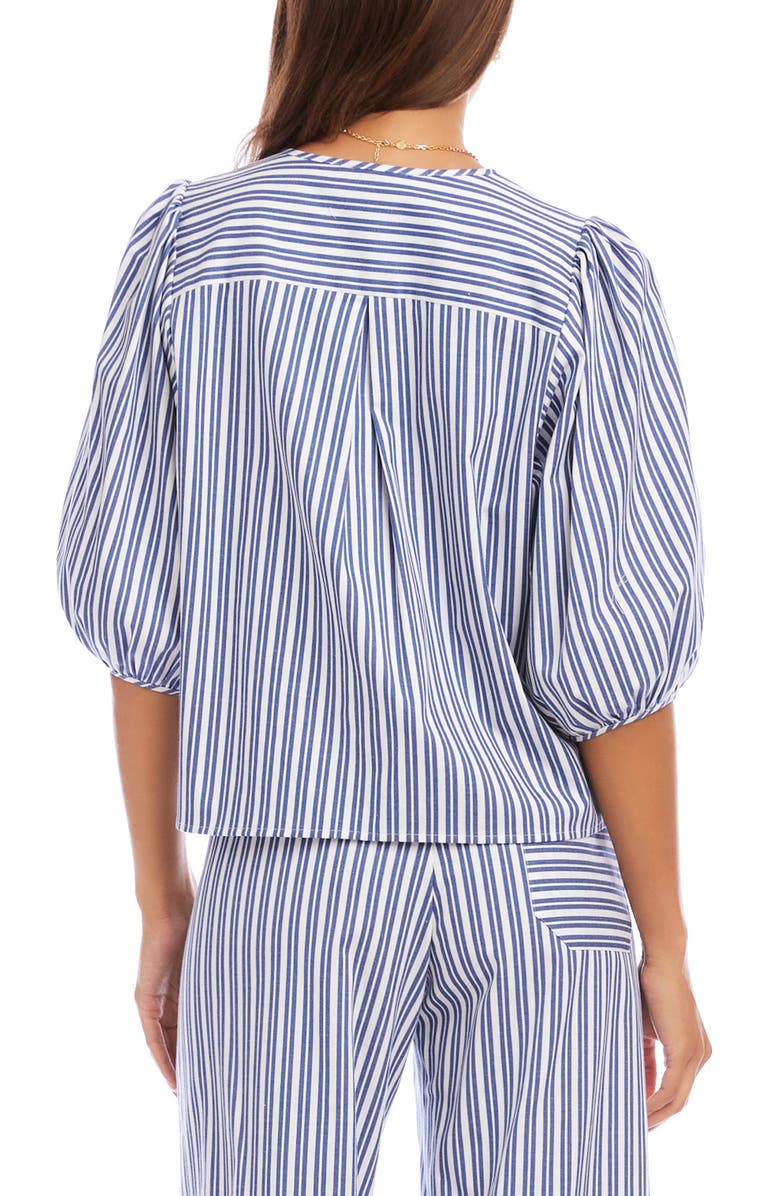 Karen Kane Puff Sleeve Button-Up Shirt, Alternate, color, Blue/White