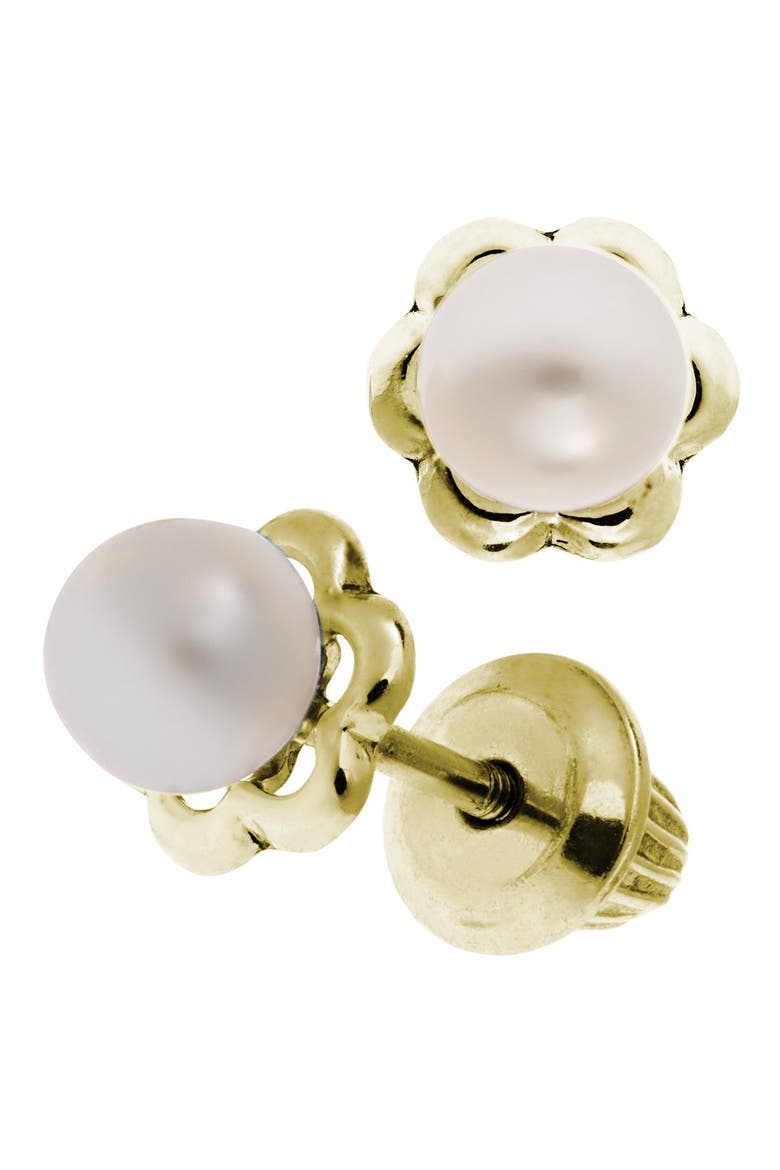 14k Yellow Gold & Cultured Pearl Earrings, Alternate, color, WHITE