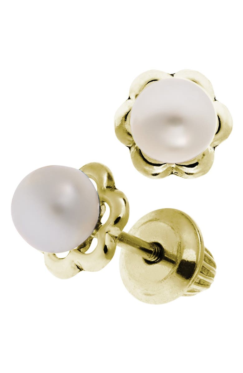 Mignonette 14k Yellow Gold & Cultured Pearl Earrings, Alternate, color, White