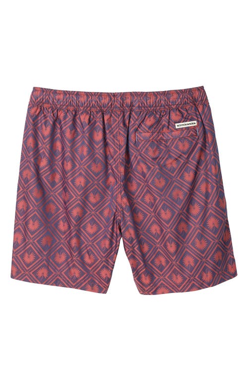 Scotch & Soda Diamond Swim Trunks In Light Pastel Red