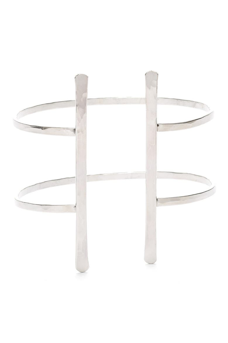 Double Bar Cuff, Main, color, STERLING SILVER